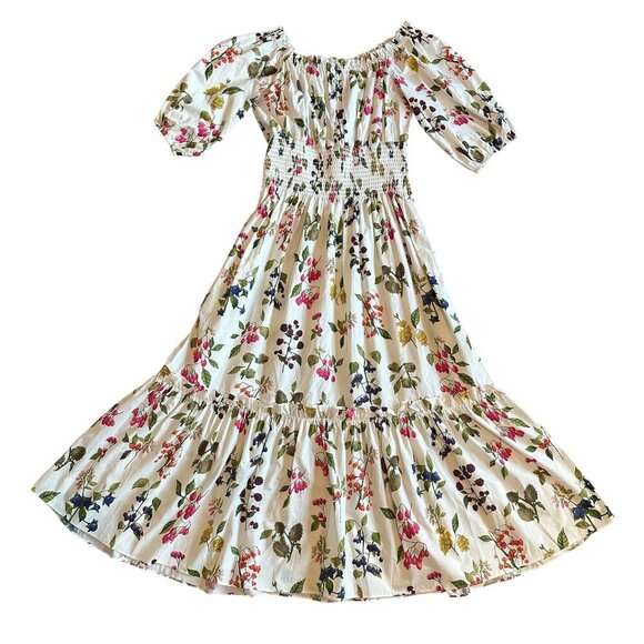 Cara Cara Mimi Off-Shoulder Dress Botanical Floral Berry Print Size Small NWOT - Picture 3 of 14